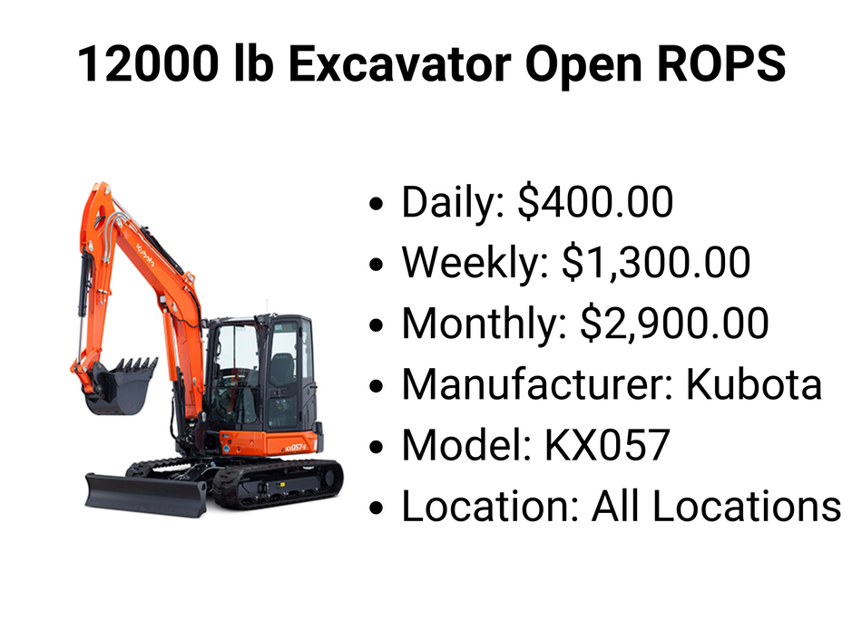 12000 lb Excavator Open ROPS