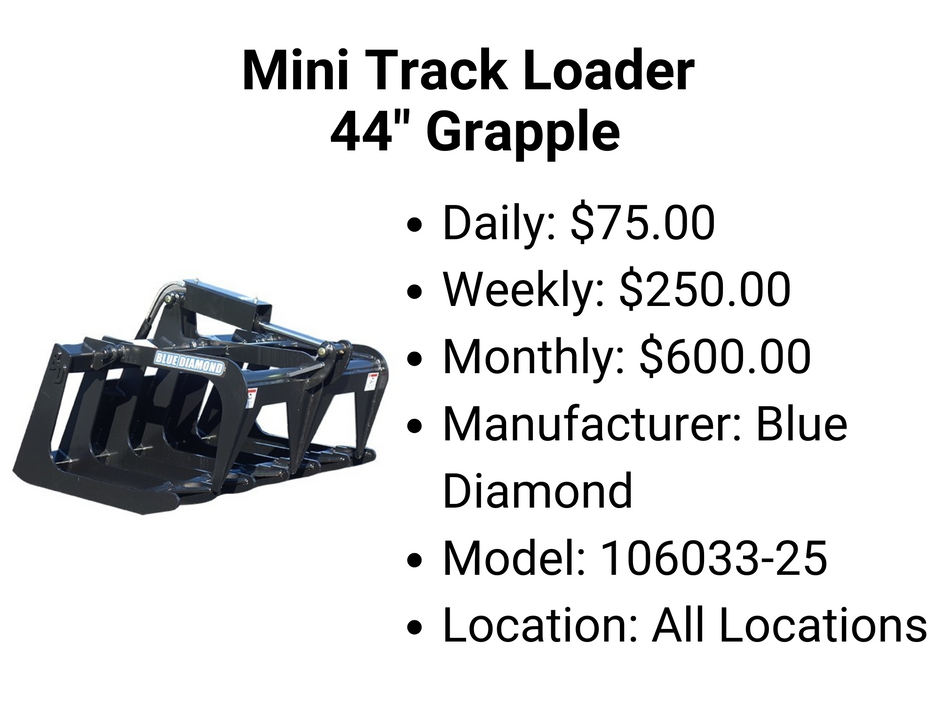 Mini Track Loader 44" Grapple