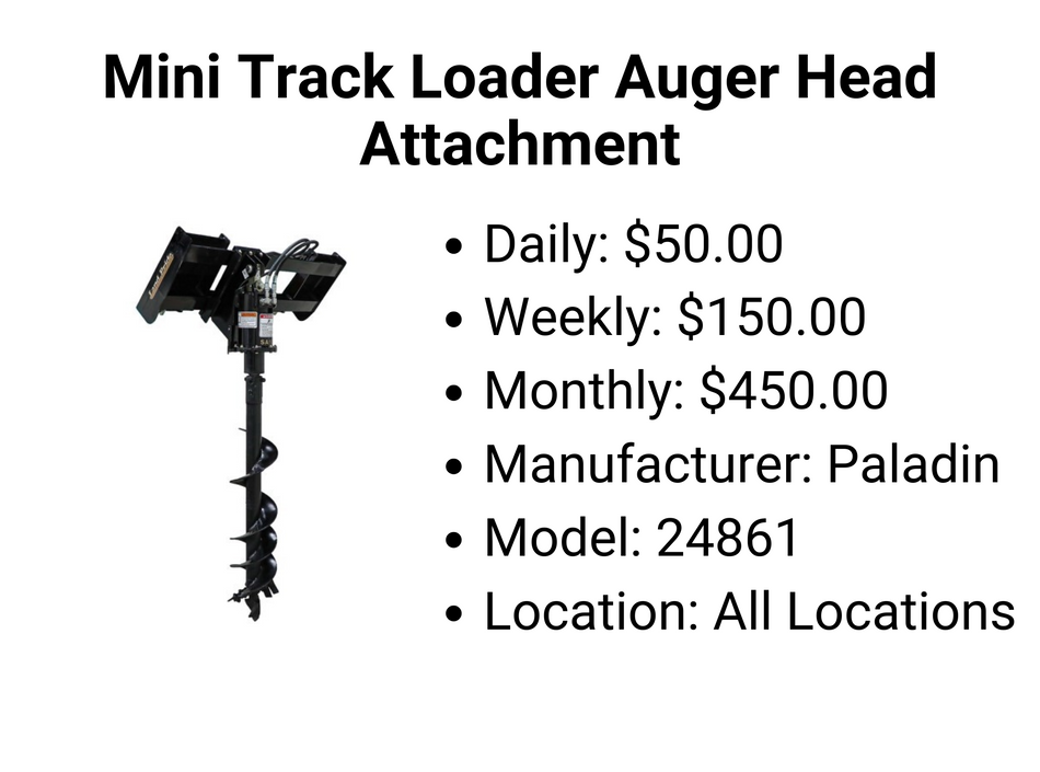 Mini Track Loader Auger Head Attachment