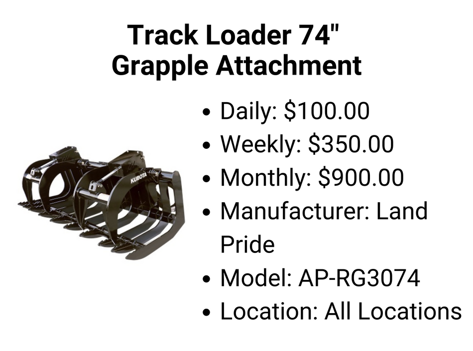 Track Loader 74" Grapple Attachment