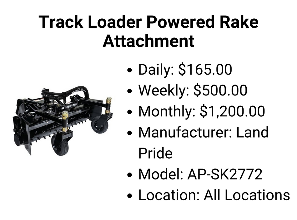 Track Loader Powered Rake Attachment